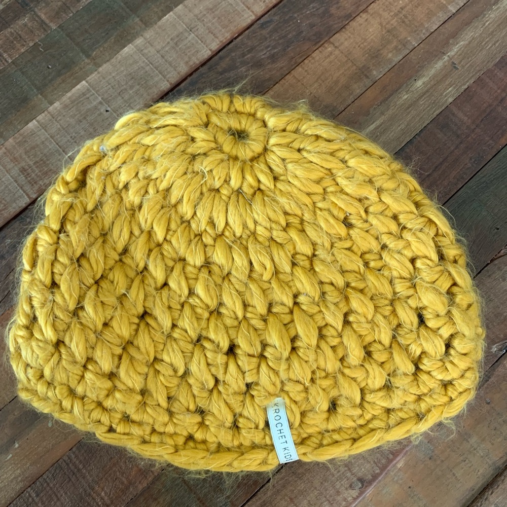 Yellow crochet beanie
